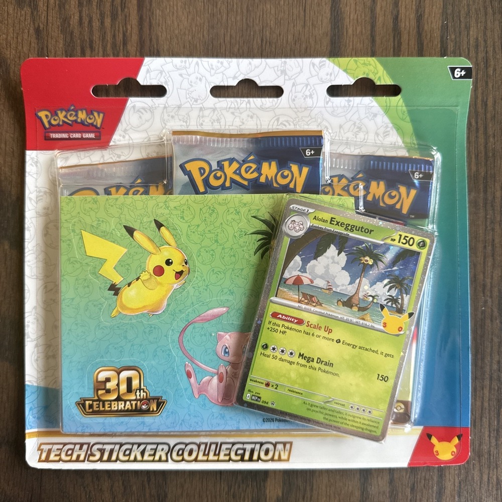 New 30th Anniversary Celebration Pokemon Tech Sticker Collection Alolan Exegguto